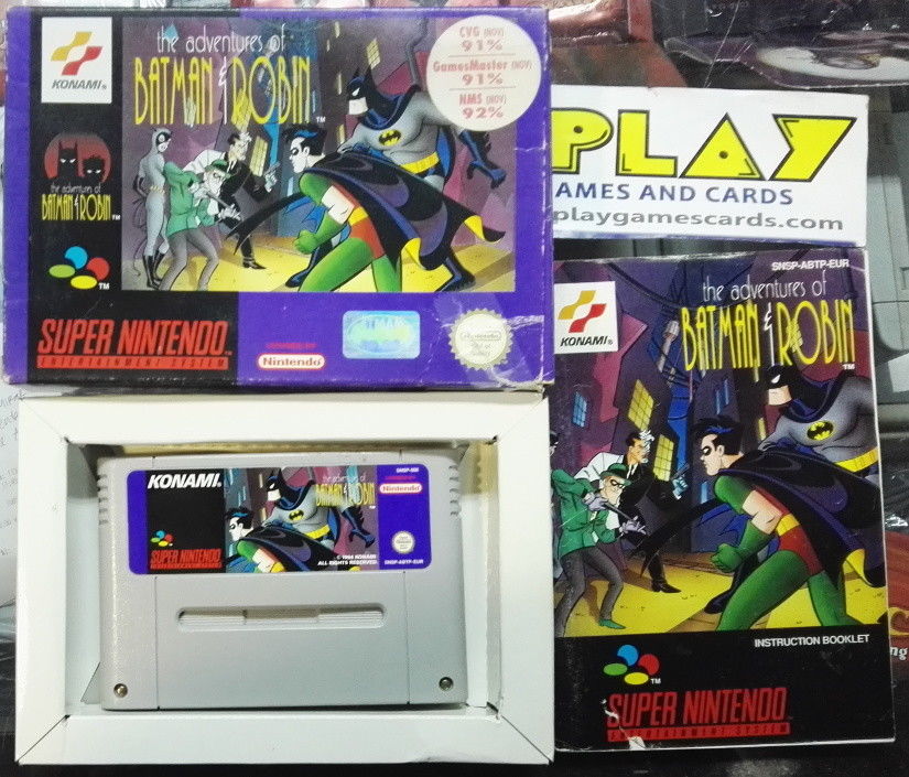 ᐅ GAMIMBO - THE ADVENTURES OF BATMAN & ROBIN SUPER NINTENDO SNES PAL  COMPLETO KONAMI de SNES nuevo o de segunda mano